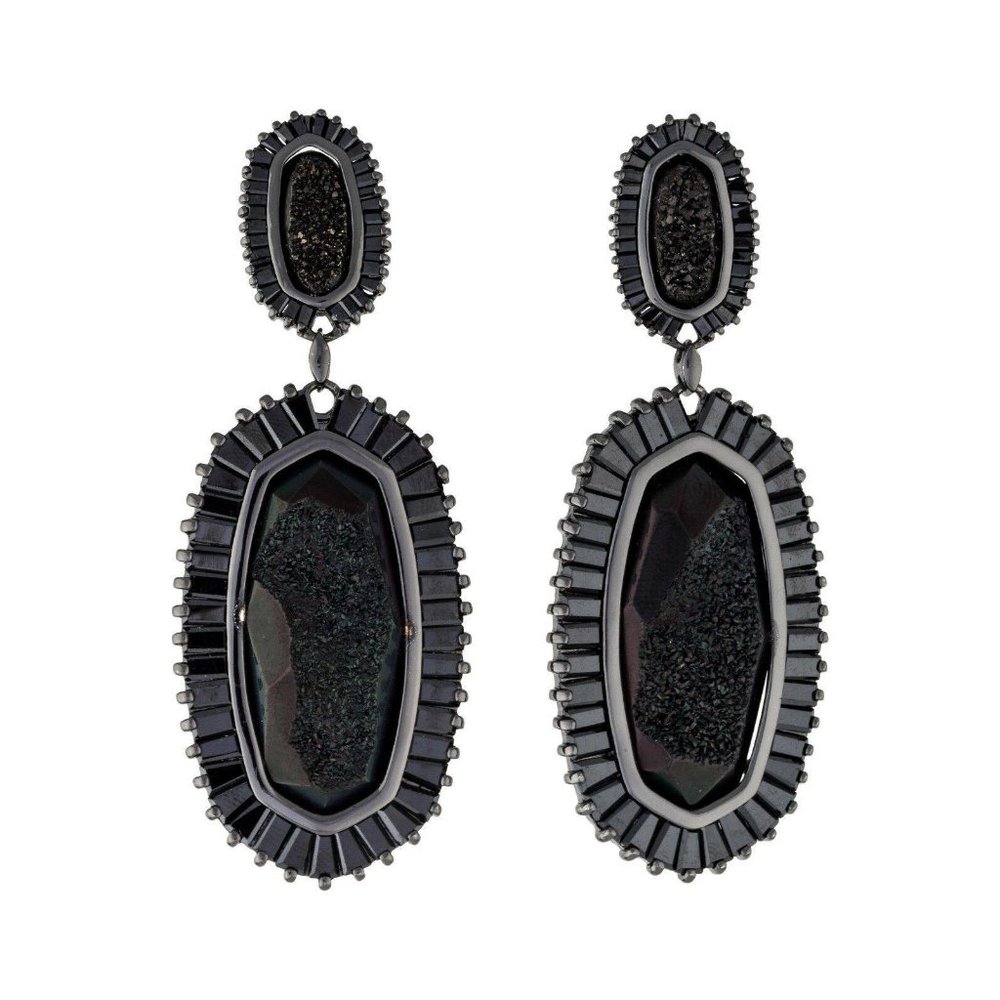 Kendra Scott Drusy Kaki Gunmetal Luxe Earrings